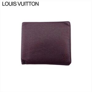 LOUIS VUITTON Bifold Billfold Taiga Acaju Taiga Leather Auth Used